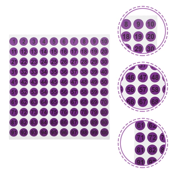 FOMIYES Classification Number Stickers Digital Labels Purple Background Black Text 50 Sheets