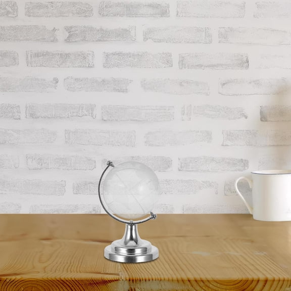 FOMIYES Small Transparent Glass Desktop Globe with Stand Round Earth Map Decoration