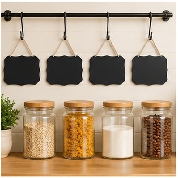 FOMIYES Small Wooden Chalkboard Signs, 4 Pack Hanging Message Boards for Crafts and Events