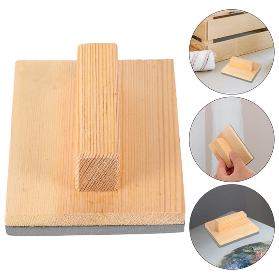 FOMIYES Solid Wood Sponge Scraper for Artistic Wall Painting and DIY Home Decoration Beige Wood Handle