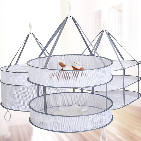 FOMIYES Space Saving Foldable Grey Clothes Drying Mesh Net Suitable for Socks Towels and Bras