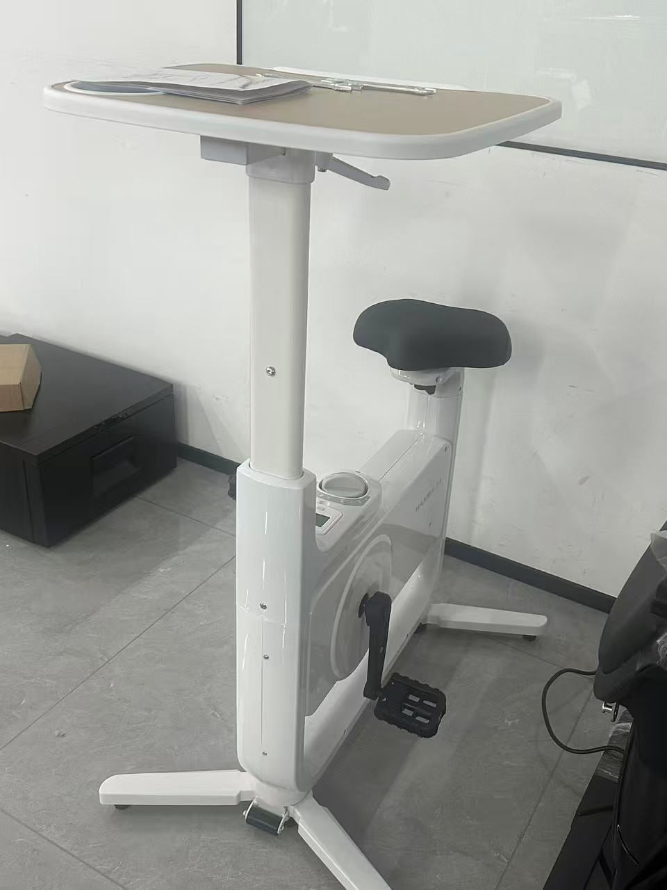 FOMIYES Space Saving Under Desk Exercise Bike with Desktop Stationary Indoor Bike 264LBS Capacity 8 Level Resistance Adjustment Fitness Equipment