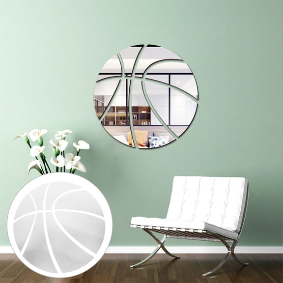 FOMIYES Plated Silver Acrylic Basketball Wall Decal Stylish Sports Theme Home Decor