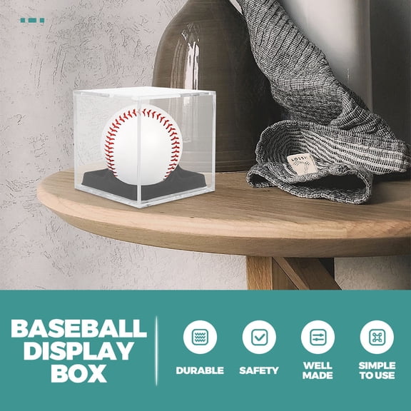 FOMIYES Stackable Ball Display Case in Black Transparent Plastic for Baseball Softball Shows