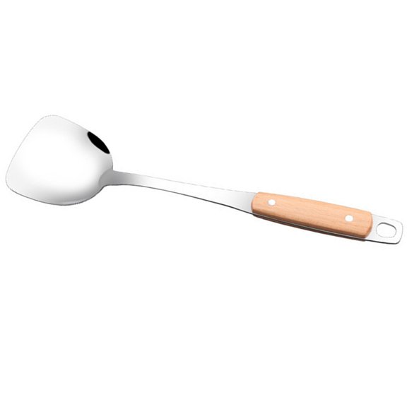 FOMIYES Stainless Steel Cooking Turner with Wood Handle Perfect for Home Kitchen and Seafood