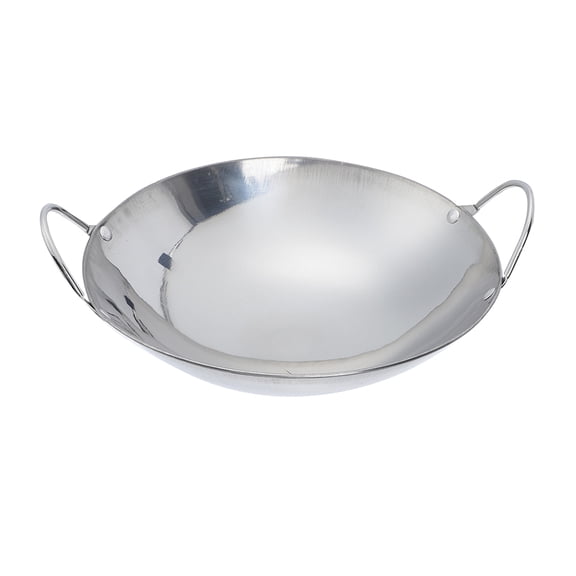 FOMIYES Stainless Steel Wok with Double Handle Durable Spill Proof Pot for Single Use Cooking
