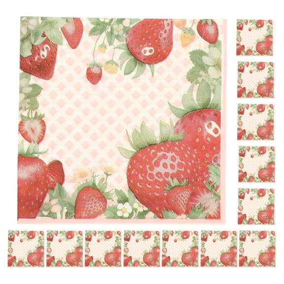 FOMIYES Strawberry Birthday Decorations Strawberry Party Napkins 2 Pack Fruit Sweet Napkins for Strawberry Party Baby Shower Party Supplies