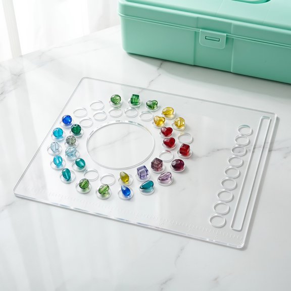 FOMIYES Sturdy Acrylic Bead Design Board with Circular and Straight Channels for Bracelet Layout