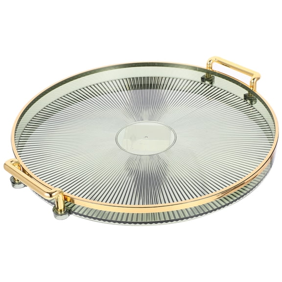 FOMIYES Sturdy Green Plastic Round Serving Tray for Home Decor with Large Capacity and Easy Cleaning