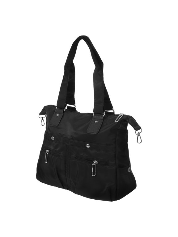 Black Large Capacity Work Tote Bag with Multiple Interior Compartments for Office