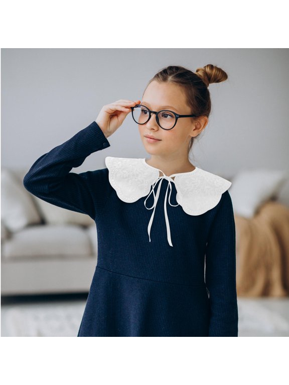 Chic White Lace Detachable Collar for Women, Faux Shirt Collar Dickey, Layering Neckline Blouse Decoration Accessory