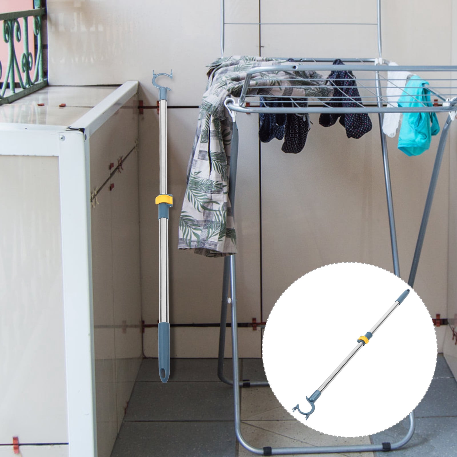 FOMIYES Retractable Telescoping Closet Rod 1-Pack Clothesline Pole 83x5 ...