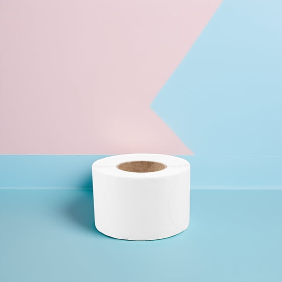 FOMIYES Thermal Label Stickers Round White Adhesive Printable Paper for Barcode and Qr Code Printing