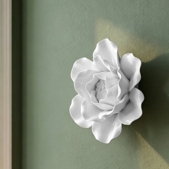 FOMIYES Three Dimensional White Ceramic Flower Wall Decoration Handcrafted Peony Art