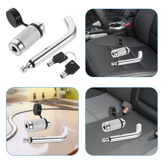 FOMIYES Trailer Hitch Receiver Lock Silver Durable Cast Steel Portable and Theft Proof
