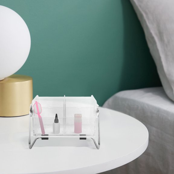 FOMIYES Transparent Multi-Grid Pen Holder for Desktop Storage and Organization