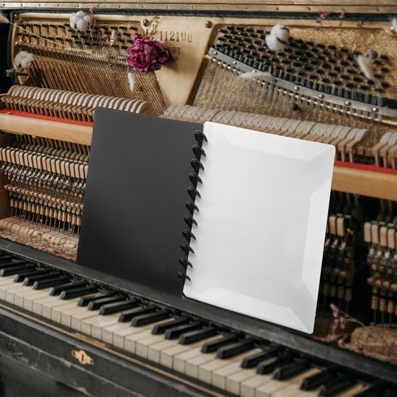FOMIYES Portable Black Sheet Music Folder, Detachable Music Binder with Transparent Sleeves for Band, Choir, Practice