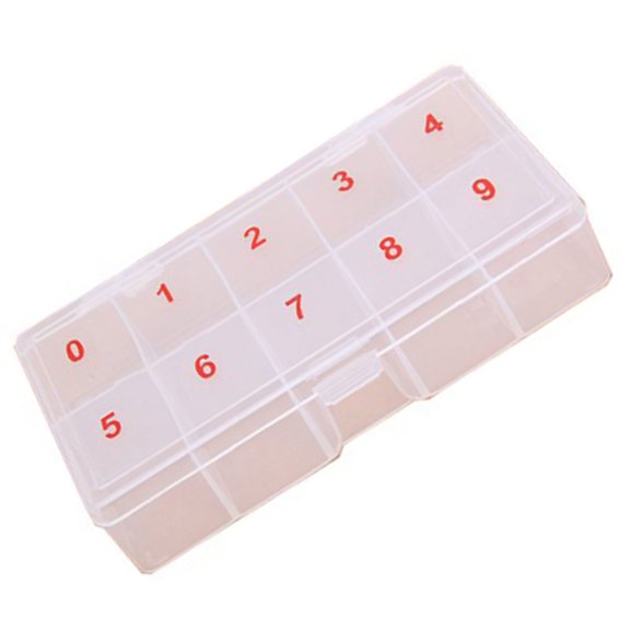 FOMIYES Transparent Nail Tip Box with 10 Numbered Cells for Easy Storage and Portable Use