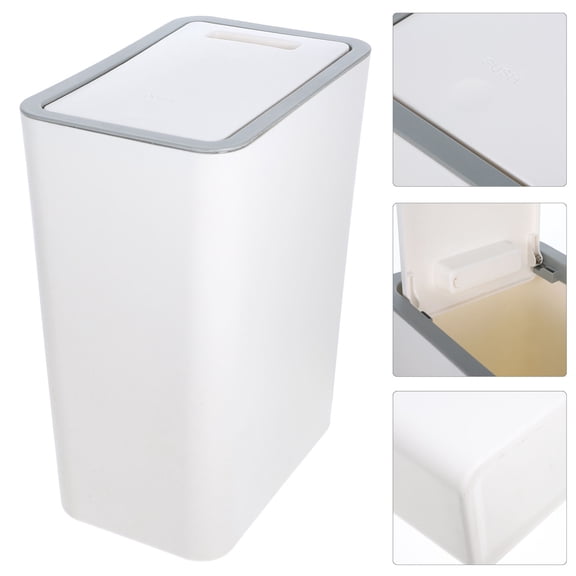 FOMIYES White PP Trash Can Simple Design for Home and Office Storage