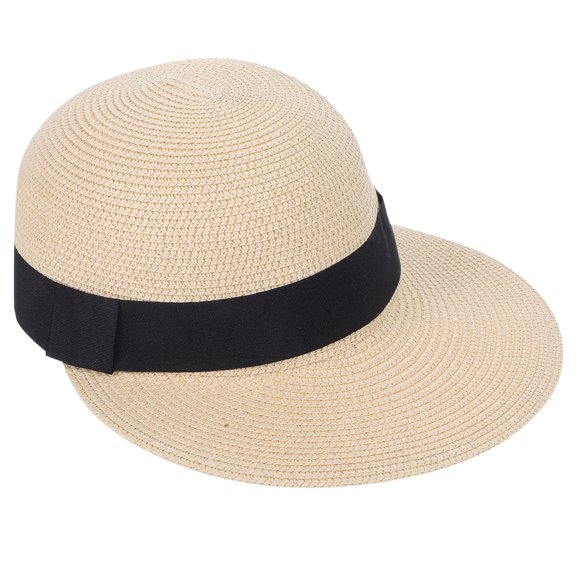 FOMIYES Travel Friendly Beige Woven Baseball Cap with Breathable Fabric and Foldable Design