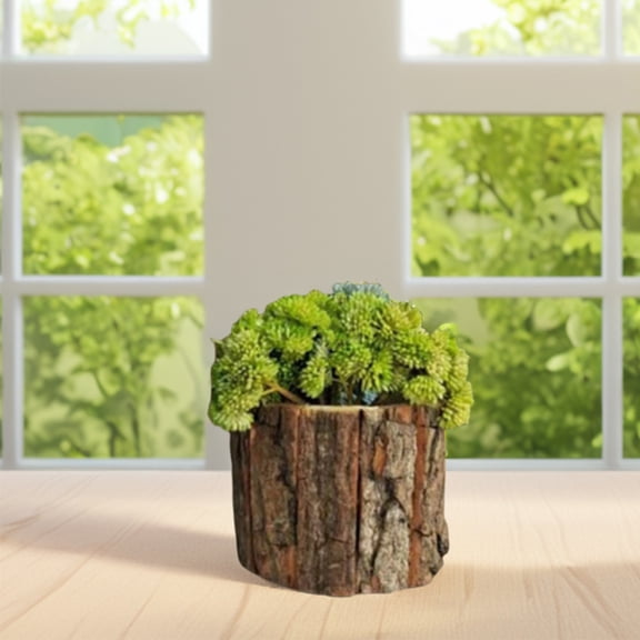 FOMIYES Rustic Brown Bark Flower Bucket Planter Wood Vase for Floral Arrangements and Decorative Garden Centerpieces