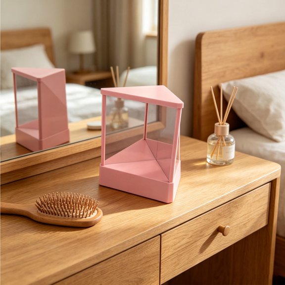 FOMIYES True Reflection Pink Vanity Mirror Non Reversing Flat Mirror for Precise Makeup Application