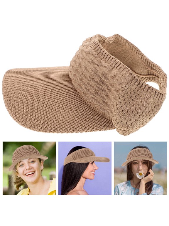 Khaki Adjustable Open Top Baseball Cap with Wide Brim for Summer