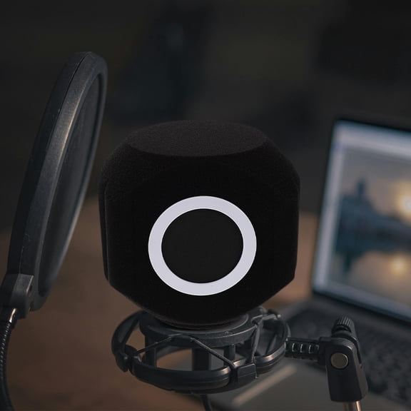 FOMIYES Professional Black Microphone Isolation Shield with Acoustic Foam for Home Studio Recording and Sound Absorption