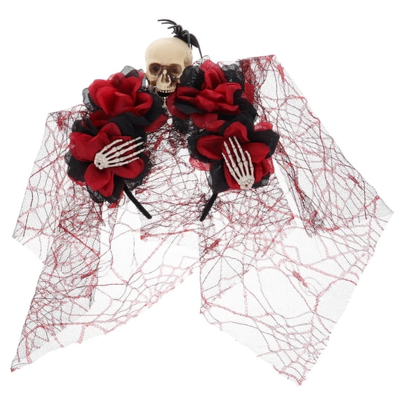 FOMIYES Veil Headpiece Day of the Dead Celebration Accessory Black Plastic and Net for Women 1Pack