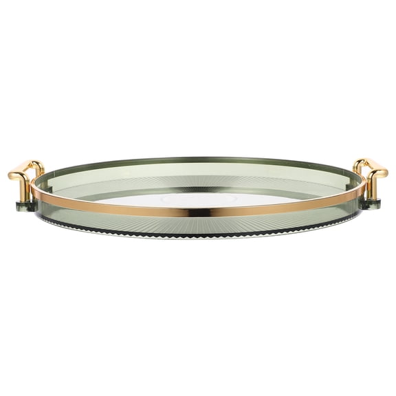 FOMIYES Versatile Green Plastic Round Tray for Home Hosting Featuring Transparent Striped Design
