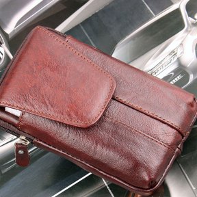 FOMIYES Vertical Wallet Case Light Brown with Multiple Pockets for Phone and Tools