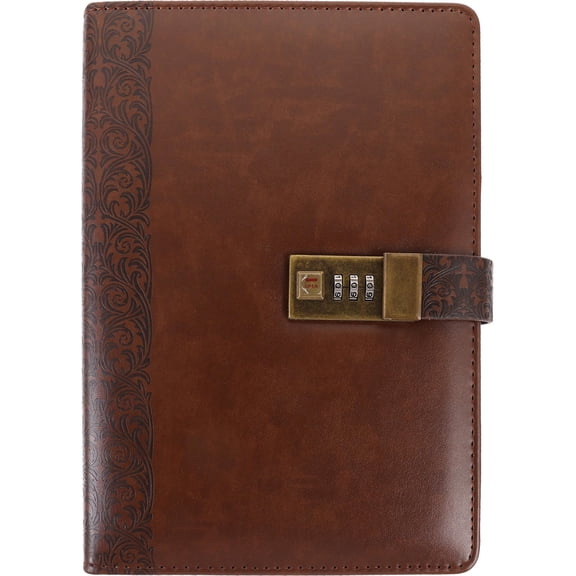 FOMIYES Vintage Coffee Locking Journal Notebook with Combination Code Lock, Secure Notepad for Adults Daily Writing