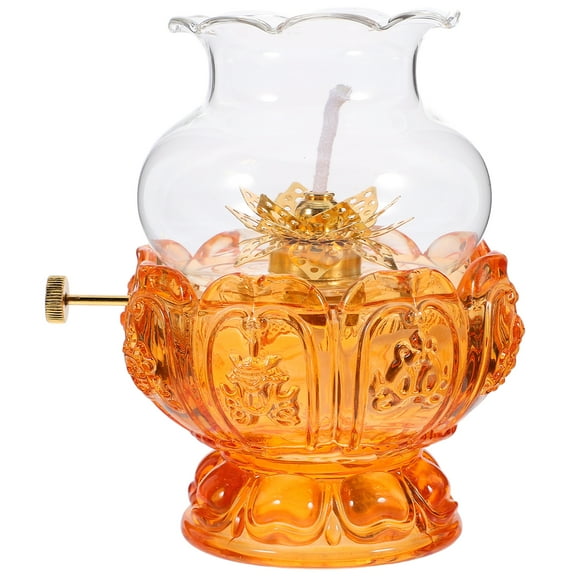 FOMIYES Vintage Style Gradient Glass Oil Lamp Indoor Decorative Kerosene Lamp for Tabletop Emergency Lighting No Oil Glass Kerosene Lamp