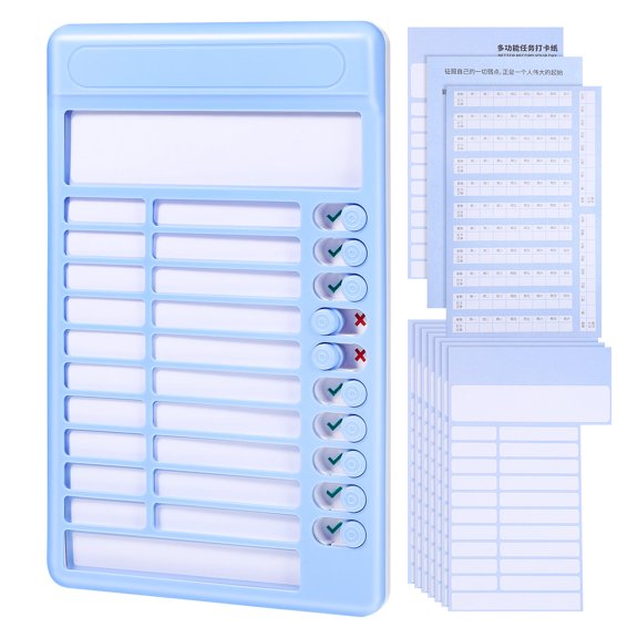 FOMIYES Visual Schedule Chart Planning Board Blue Plastic Clear Layout 1 Set