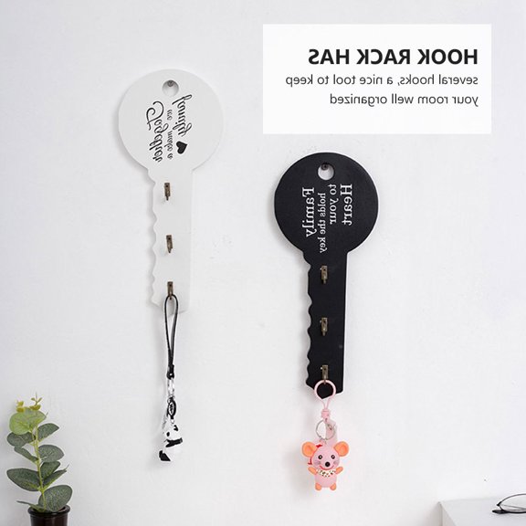 FOMIYES Wall Mounted Hook Rail in Black Wood for Clothes Hanging and Storage