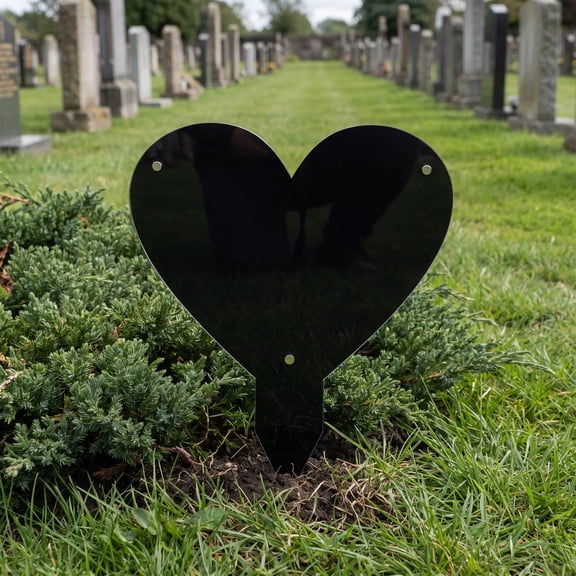 FOMIYES Waterproof Grave Picture Frame, Black, Heart Shaped, Outdoor Memorial Keepsake