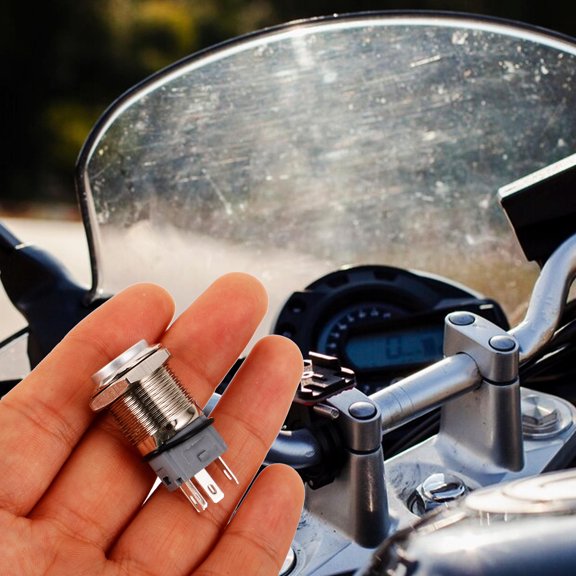 FOMIYES Waterproof Plated Silver Push Button Starter Switch for Car Motorcycle Easy Installation