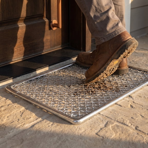 FOMIYES Weather Resistant Metal Door Mat for Outdoor Boot and Shoe Scraping At Home Entrances