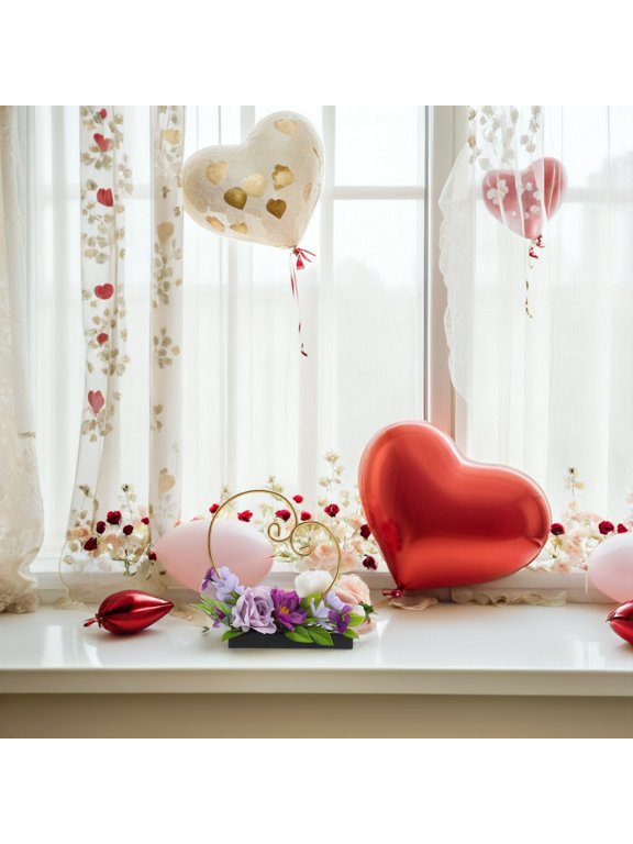 Wedding Display Holder with Faux Rose Decor, Romantic Table Centerpiece for Proposal, Engagement, Wedding