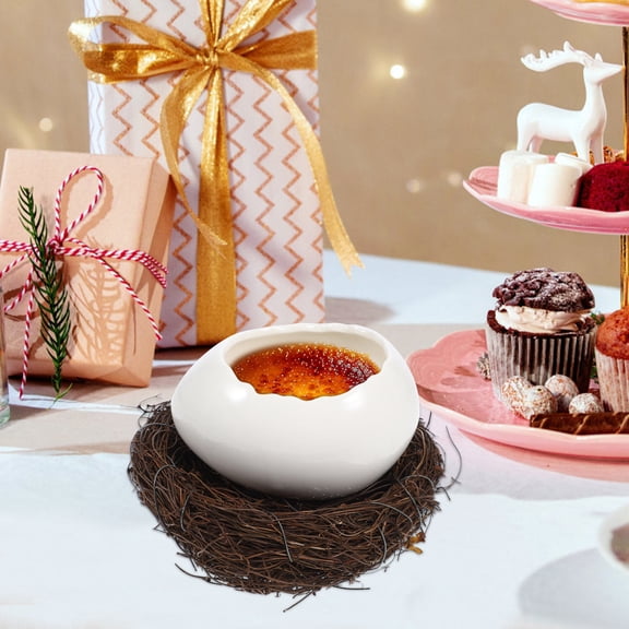 FOMIYES White Eggshell Dessert Bowl Ceramic Kitchen Bowl for Serving Snacks and Condiments