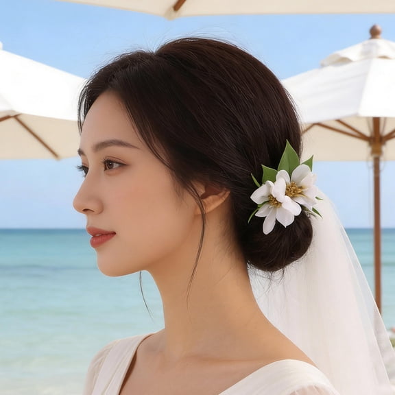 FOMIYES White Floral Hair Comb with Elegant Artificial Flowers for Bridesmaids, Perfect Beach Wedding Hair Accessory