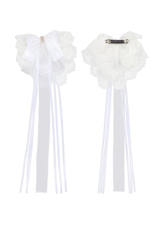 White Lace Lolita Bow Hair Clip Non-Slip Hairstyle Holder for Decor