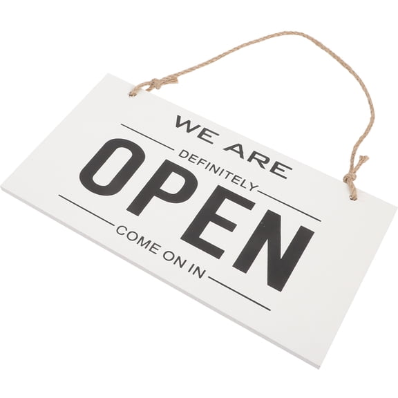 FOMIYES White Wooden Double Sided Open Closed Door Hanging Sign Rectangle