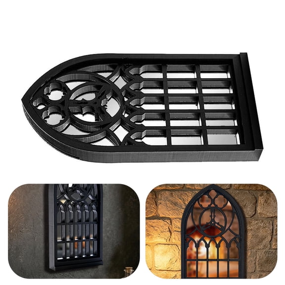 FOMIYES Window Frame Style Black Mirror for Wall Mounted Goth Room and Living Area Decoration