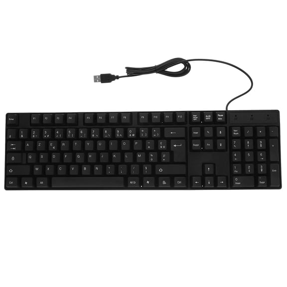 FOMIYES USB Wired Black French Computer Keyboard Full Size with Built in Number Pad for Gaming