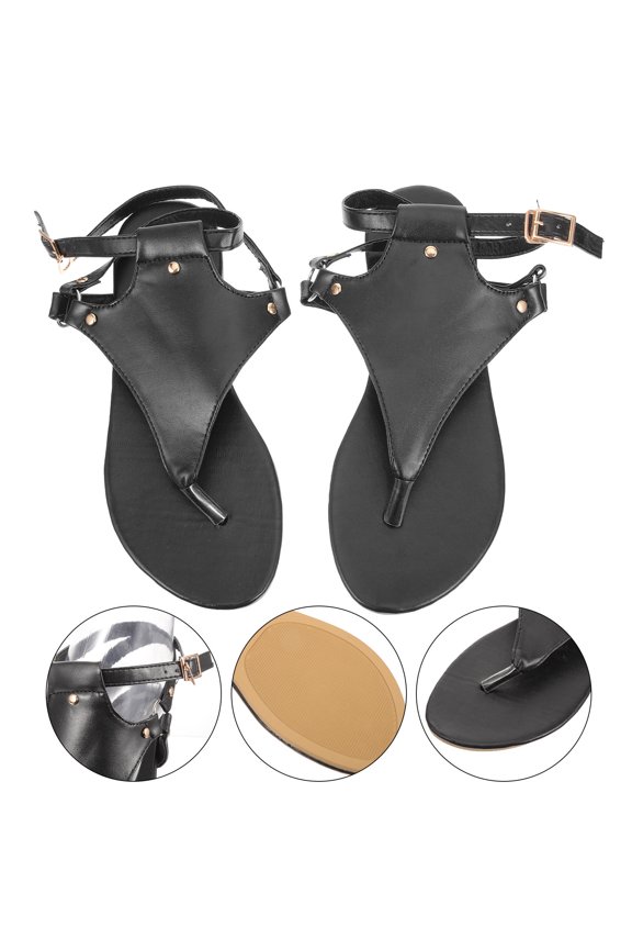 Women's Comfortable Black Sandals, Lightweight Non-Beach Footwear, Size 26.0cm x 9.8cm x 1.0cm, 1 Pair