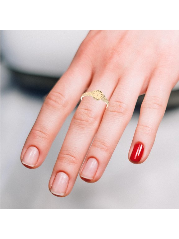 Women's Watch Ring Mini Clock Open Ring Golden Copper