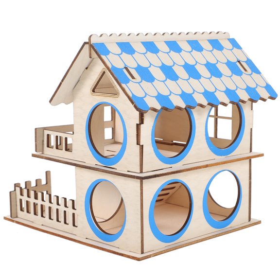 FOMIYES Pet Hamster Villa Log Wood Double-Layer House for Small Animals