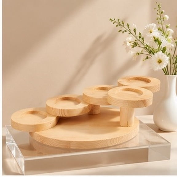 FOMIYES Wooden Five Layer Ladder Sushi Display Stand for Dessert Serving