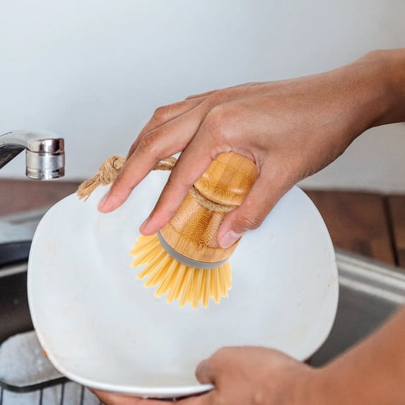 Efficient Store FOMIYES Wooden Wok Brush, Khaki Kitchen Dish Scrubber for Pots, Pans ...